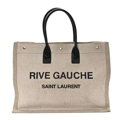 Saint Laurent Linen Calfskin Rive Gauche Tote Optic White 1 of 12
