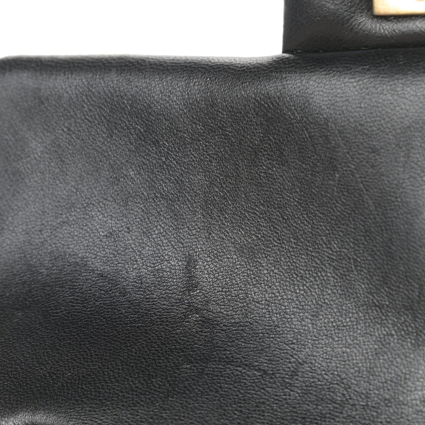 Lambskin Quilted Mini Rectangular Flap Black