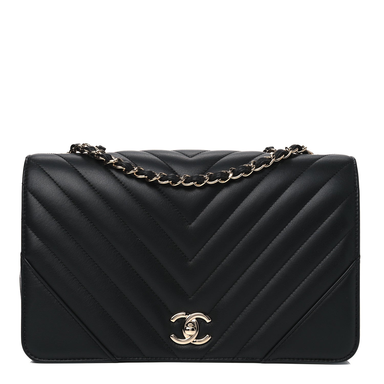 Chanel Calfskin Chevron Quilted Large Statement Flap Black 1 of 5