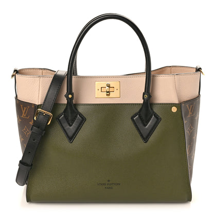 Louis Vuitton Calfskin Monogram On My Side MM Laurier Green Toffee Latte Beige 1 of 9