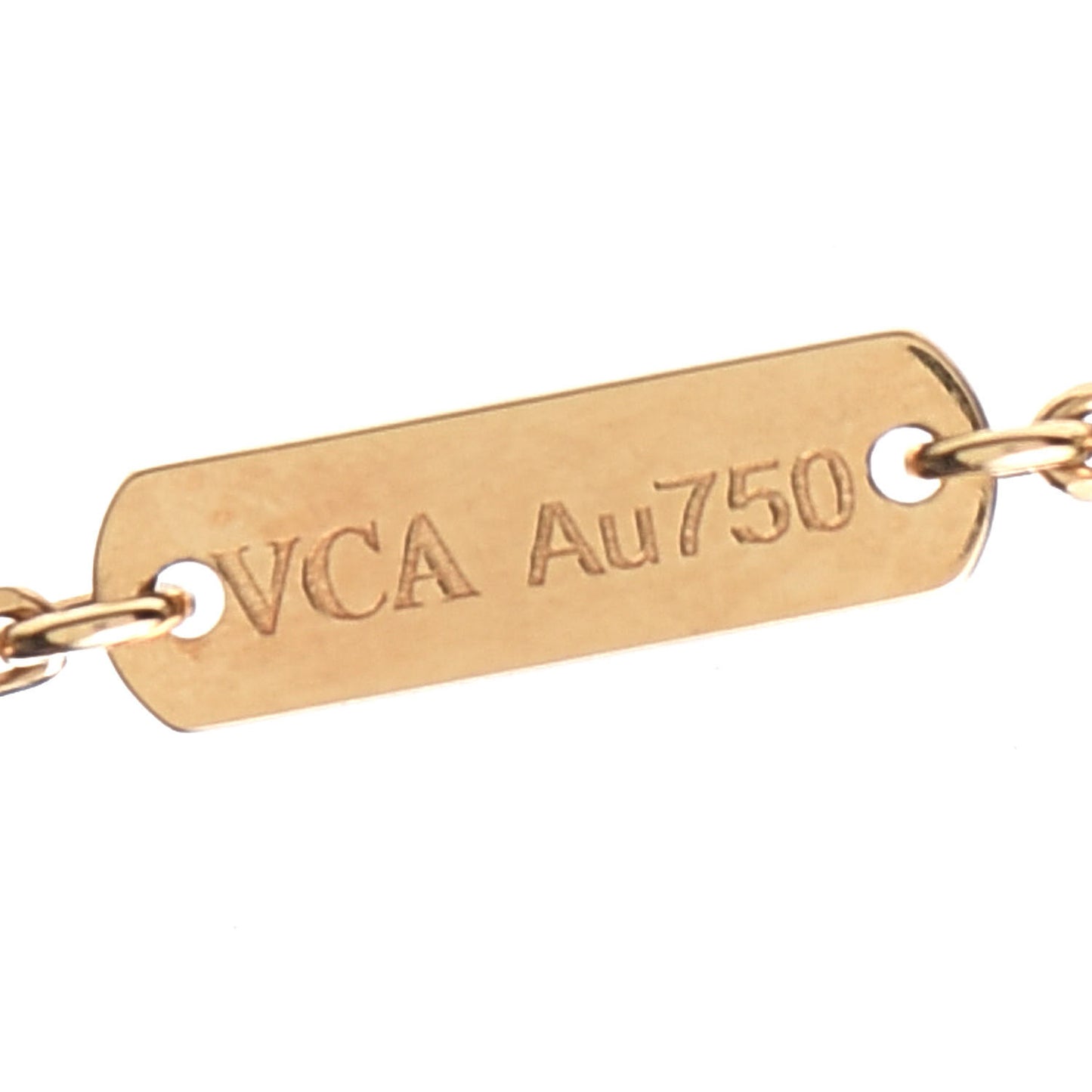 18K Yellow Gold Diamond Yellow Mother of Pearl Vintage Alhambra Pendant Necklace