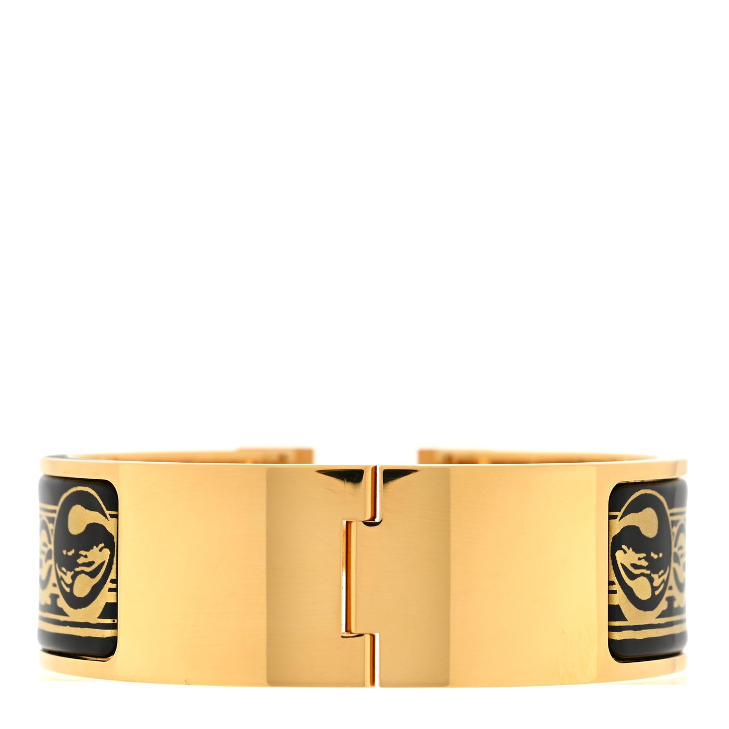 Enamel Printed Bijoux Trompe L’Oeil Wide Clic Clac H Bracelet PM Black