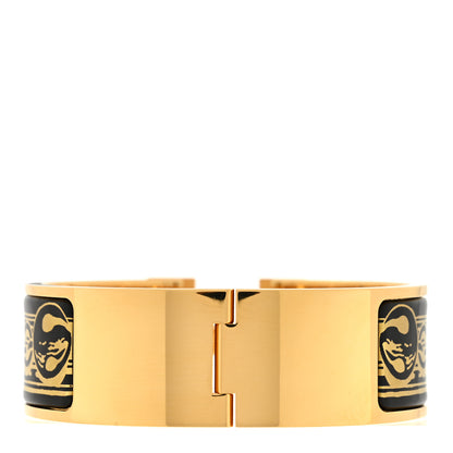 Hermes Enamel Printed Bijoux Trompe L’Oeil Wide Clic Clac H Bracelet PM Black 3 of 5