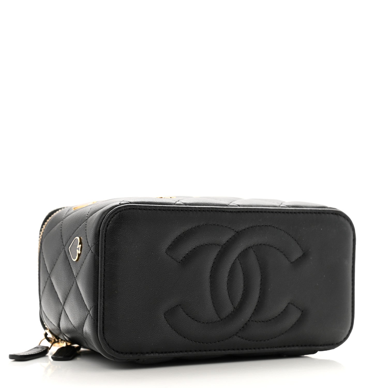 Chanel Lambskin Quilted Enamel Coco Casino Small Vanity Case With Chain Black 4 of 10