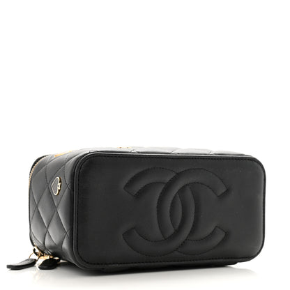 Chanel Lambskin Quilted Enamel Coco Casino Small Vanity Case With Chain Black 4 of 10