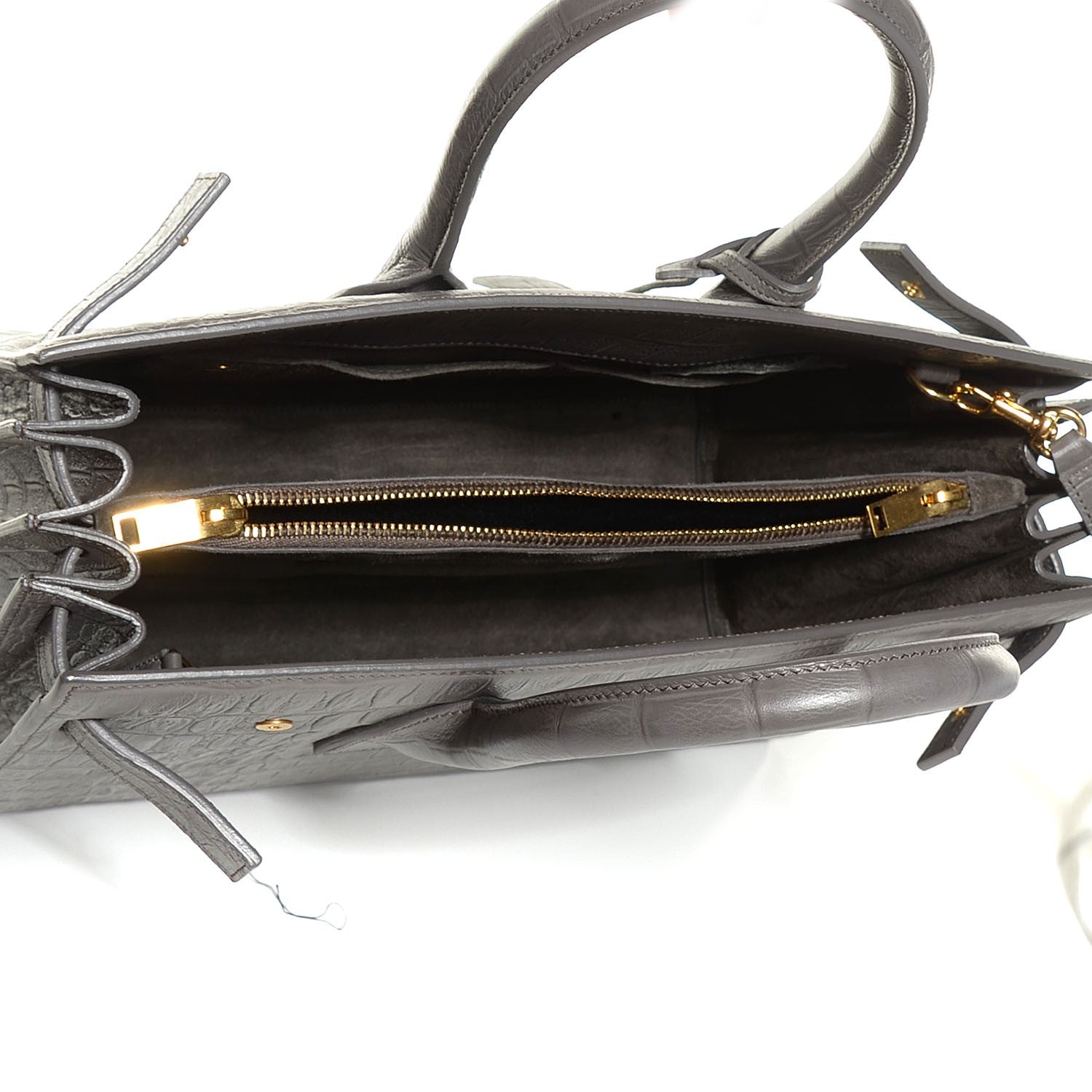 Saint Laurent Calfskin Crocodile Embossed Small Sac De Jour Fog 5 of 9