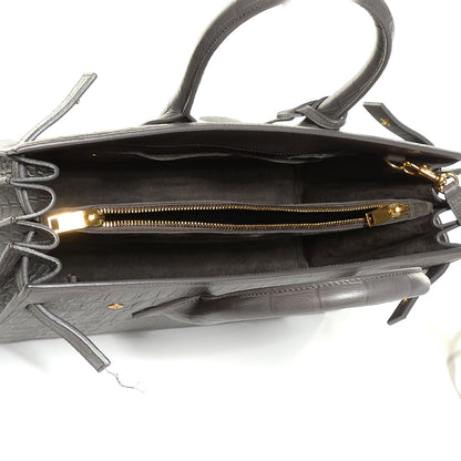 Saint Laurent Calfskin Crocodile Embossed Small Sac De Jour Fog 5 of 9