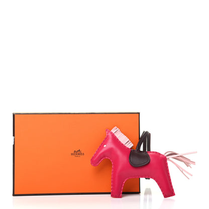Hermes Milo Lambskin Grigri Rodeo Horse Bag Charm MM Rose Sakura Framboise Rouge Sellier 5 of 5