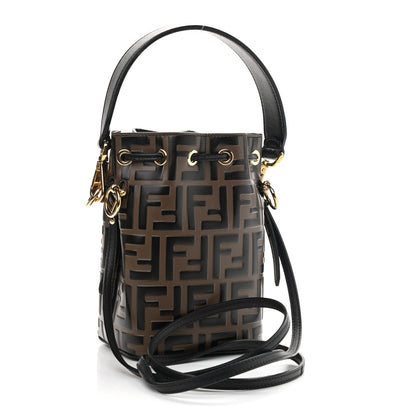 Fendi Vitello Liberty F is Fendi Bi-Color FF 1974 Embossed Mini Mon Tresor Bucket Bag Maya Black 3 of 12