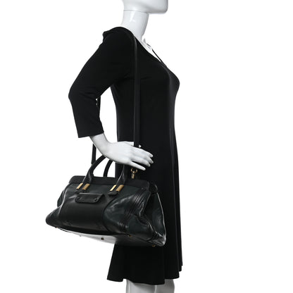 Chloe Calfskin Medium Alice Satchel Fir Green Black 2 of 12
