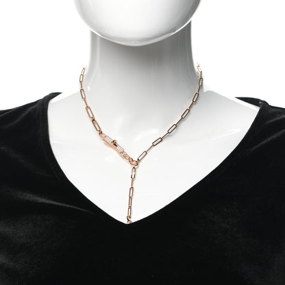 Hermes 18K Rose Gold Diamond Pave PM Kelly Chaine Lariat Necklace ST 2 of 5