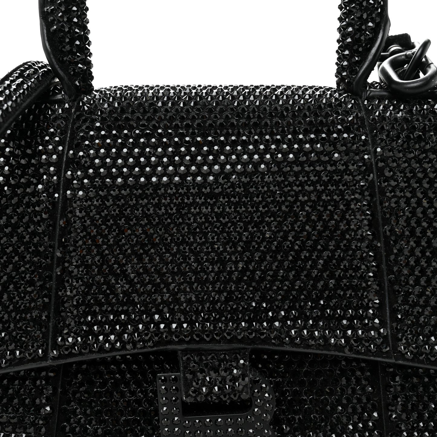 Strass Suede Hourglass Top Handle Bag XS Black Jet
