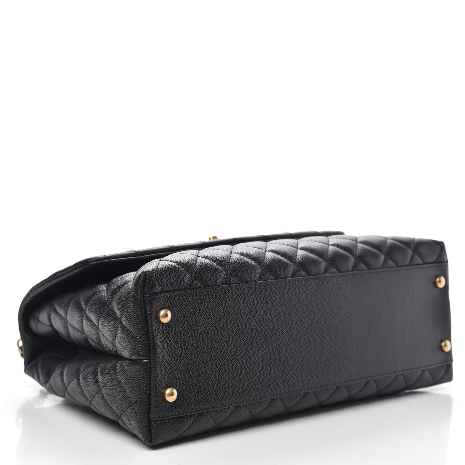 Chanel Caviar Elaphe Quilted Medium Coco Handle Flap Black Burgundy 4 of 10