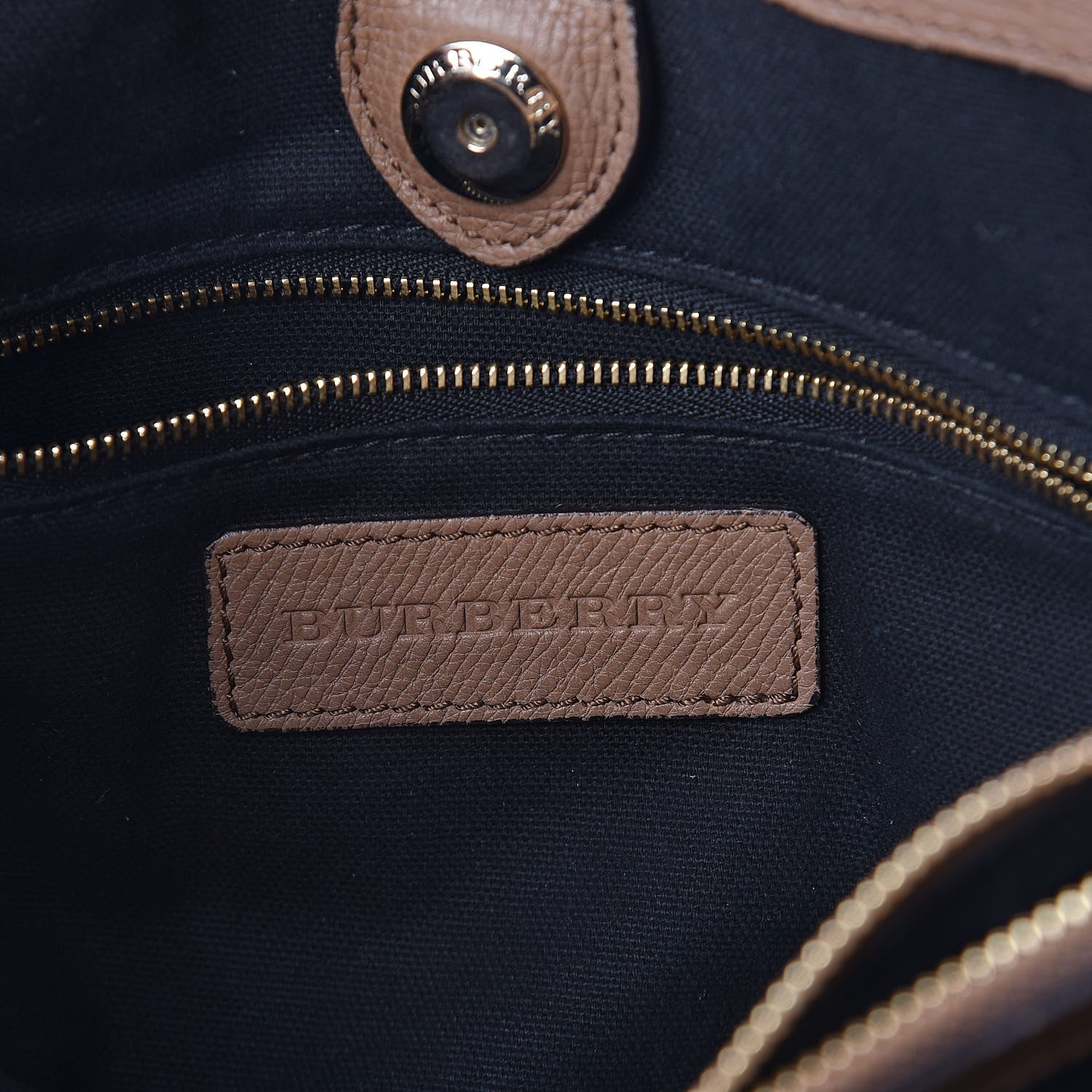 Burberry Grainy Calfskin House Check Medium Banner Tote Dark Sand 6 of 9