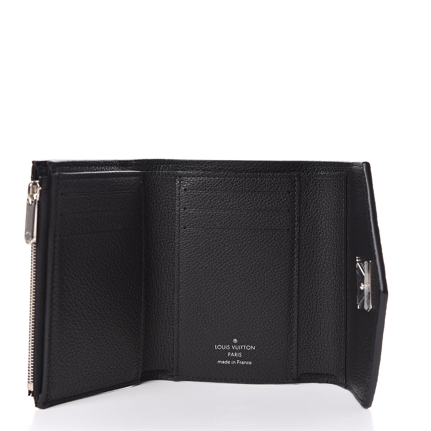 Soft Calfskin My Lockme Compact Wallet Black
