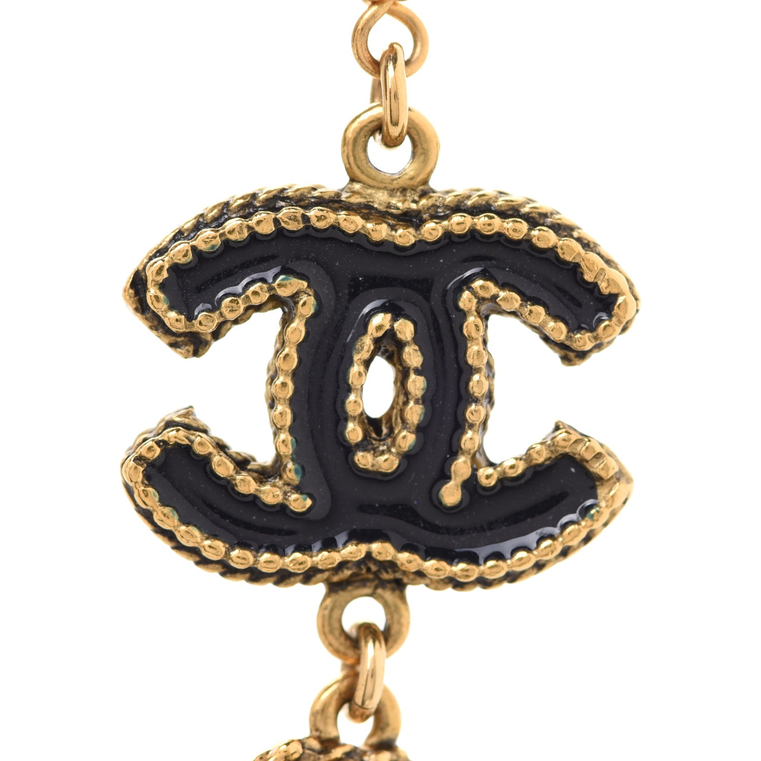 Chanel Gripoix Poured Glass Pearl CC Long Necklace Red Gold Multicolor 4 of 7
