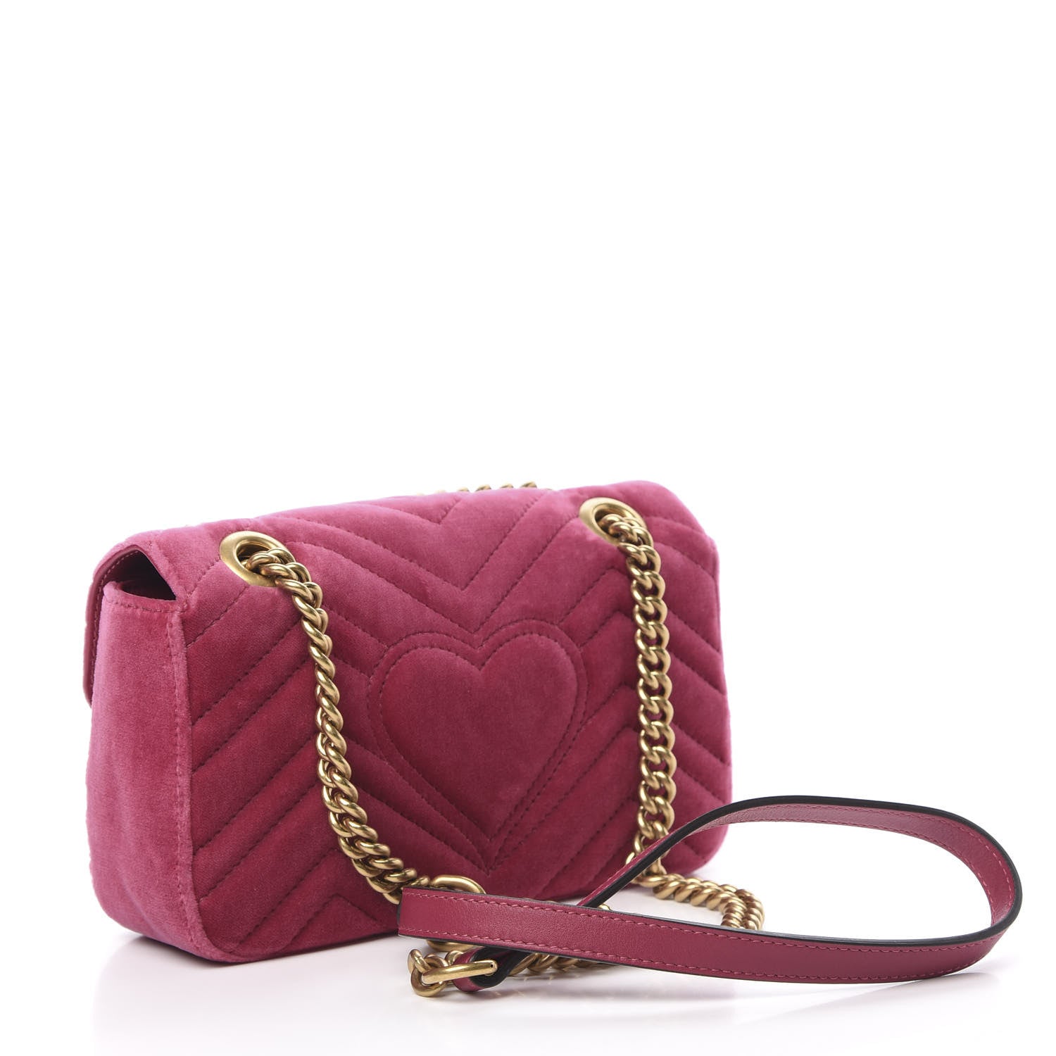 Gucci Velvet Matelasse Mini GG Marmont Shoulder Bag Light Raspberry Rose 2 of 12