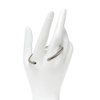 David Yurman Sterling Silver Diamond Blue Topaz 5mm Cable Classics Bracelet 2 of 4