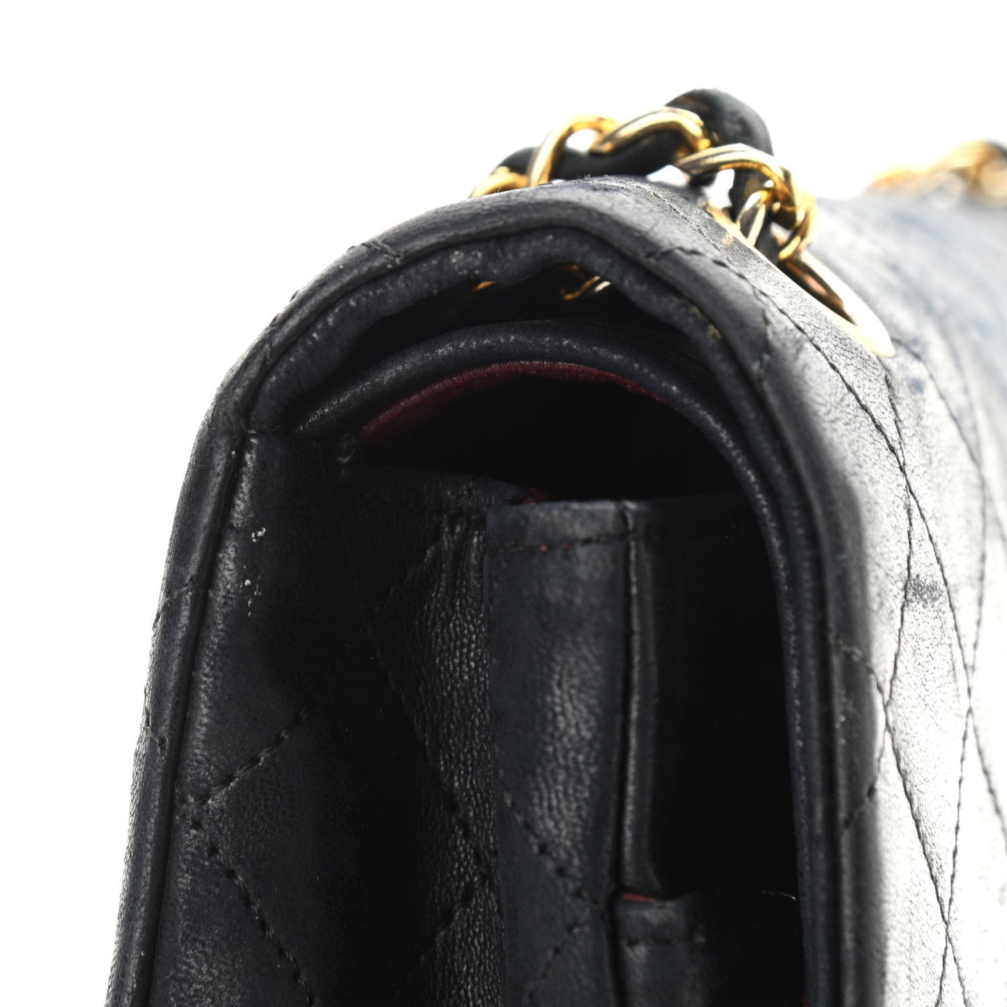 Lambskin Quilted Medium Double Flap Black