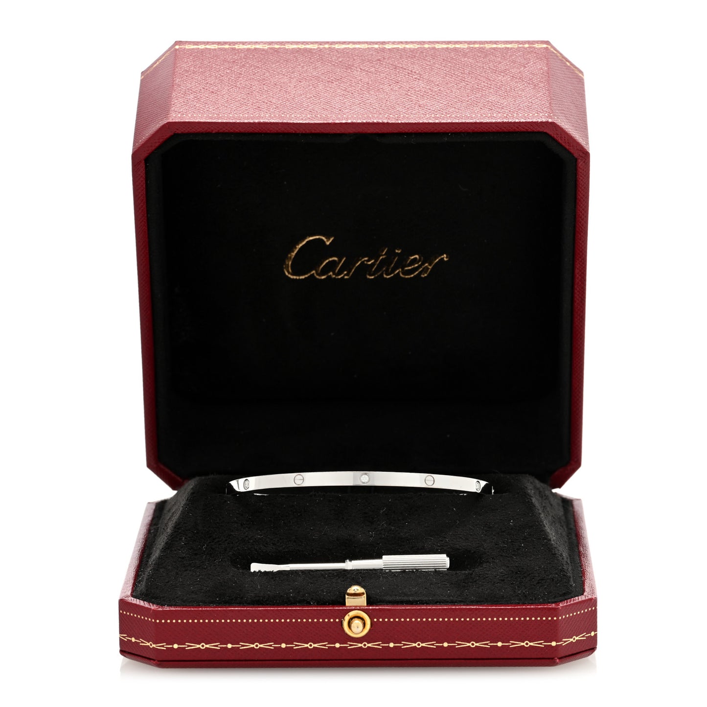 18K White Gold 6 Diamond Small LOVE Bracelet 20