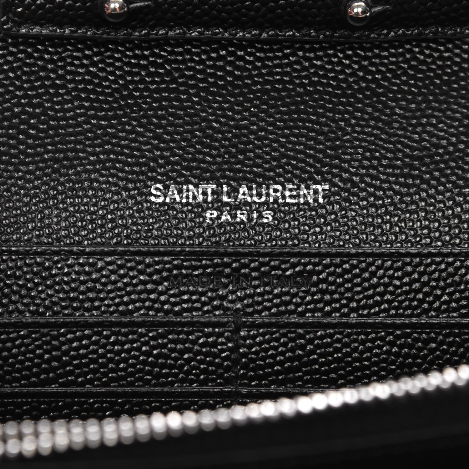 Saint Laurent Grain De Poudre Matelasse Chevron Monogram Chain Wallet Black 6 of 6