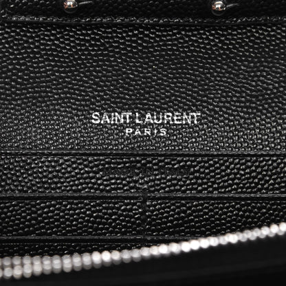 Saint Laurent Grain De Poudre Matelasse Chevron Monogram Chain Wallet Black 6 of 6