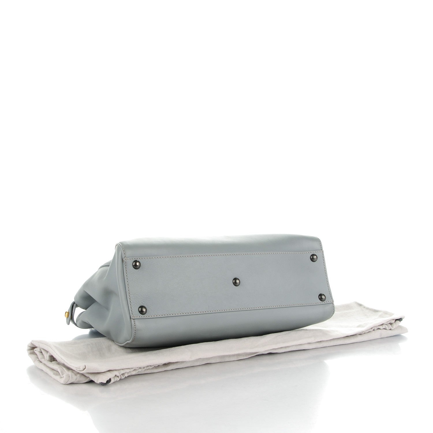 Fendi Vitello Suede Medium Peekaboo Iconic Satchel Grigio Chiaro 4 of 9
