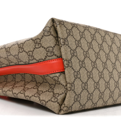 Gucci GG Supreme Monogram Medium Emblem Bucket Bag Beige Orange 8 of 9
