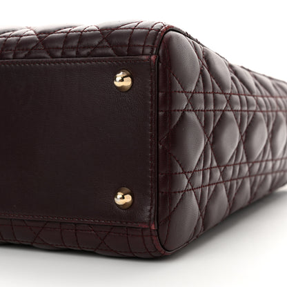 Christian Dior Lambskin Cannage Large Lady Dior Burgundy 10 of 13