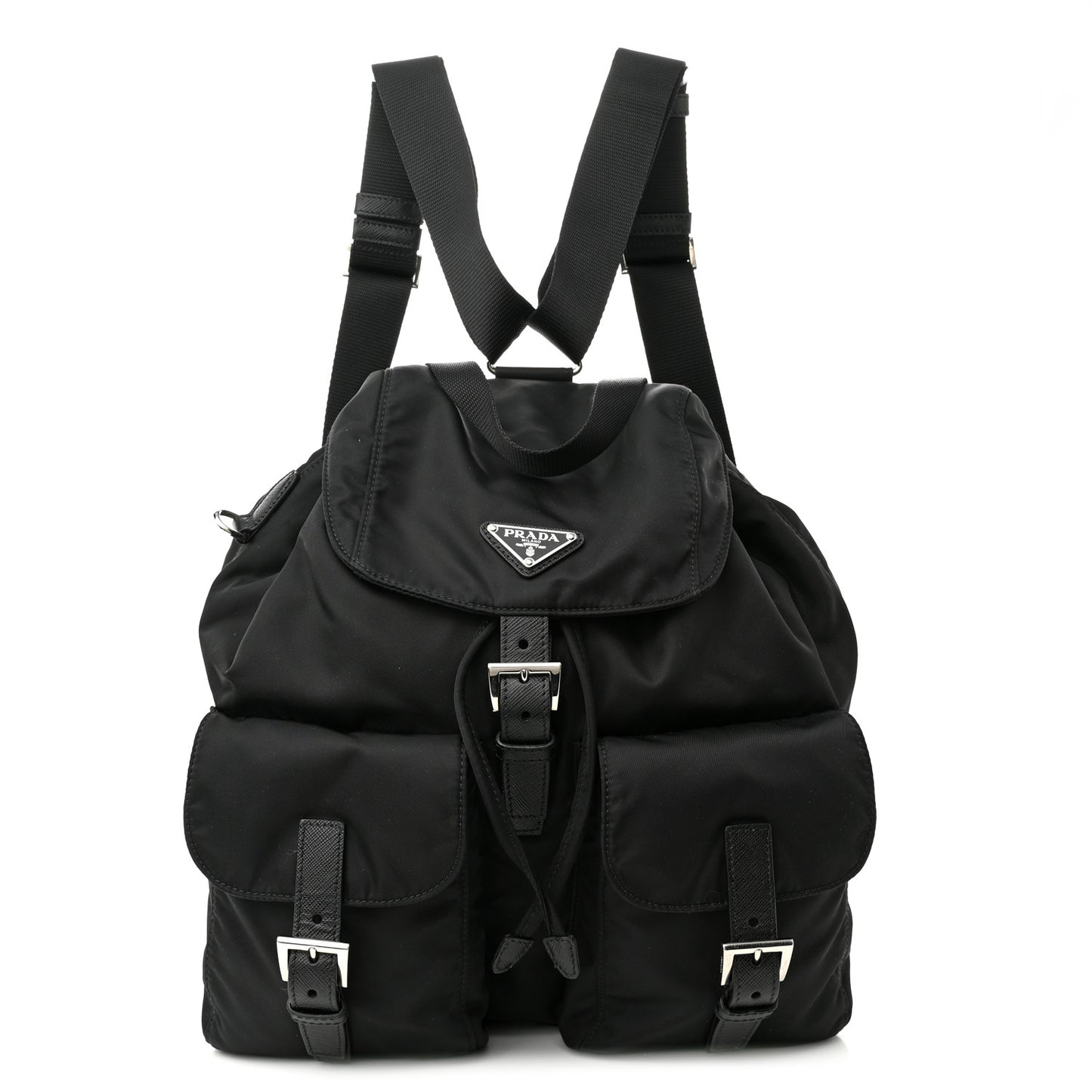 Tessuto Nylon Saffiano Medium Backpack Black