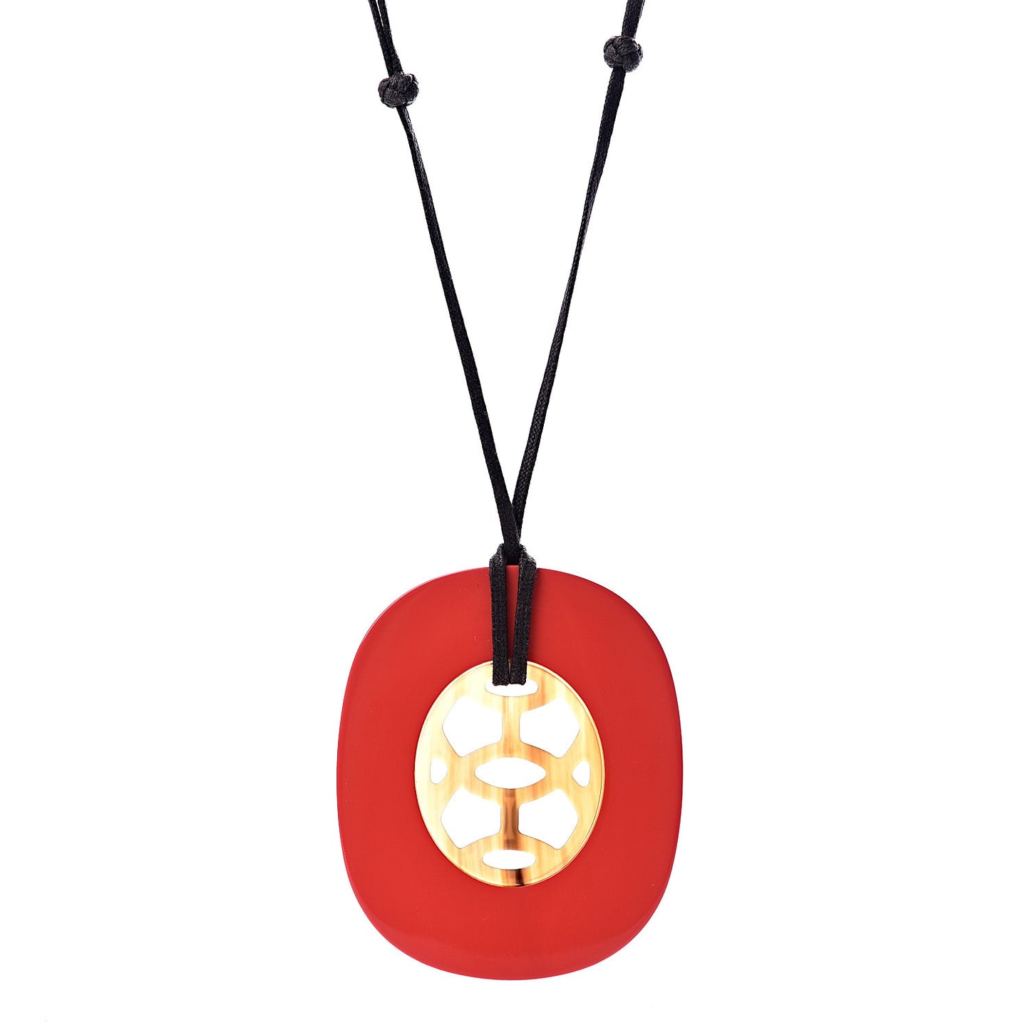 Buffalo Horn Lacquer Lift Necklace GM Rouge Carmin