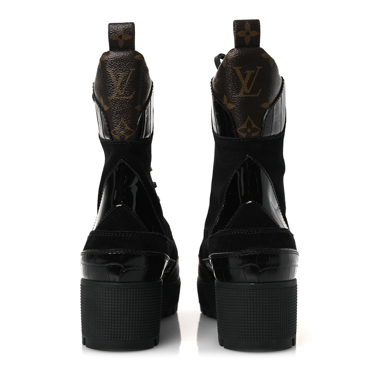 Louis Vuitton Suede Calfskin Monogram Laureate Platform Desert Boots 40 Black 6 of 11