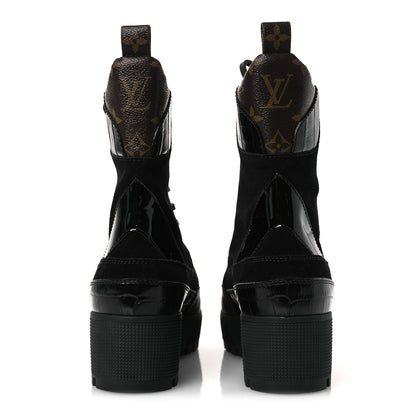 Louis Vuitton Suede Calfskin Monogram Laureate Platform Desert Boots 40 Black 6 of 11