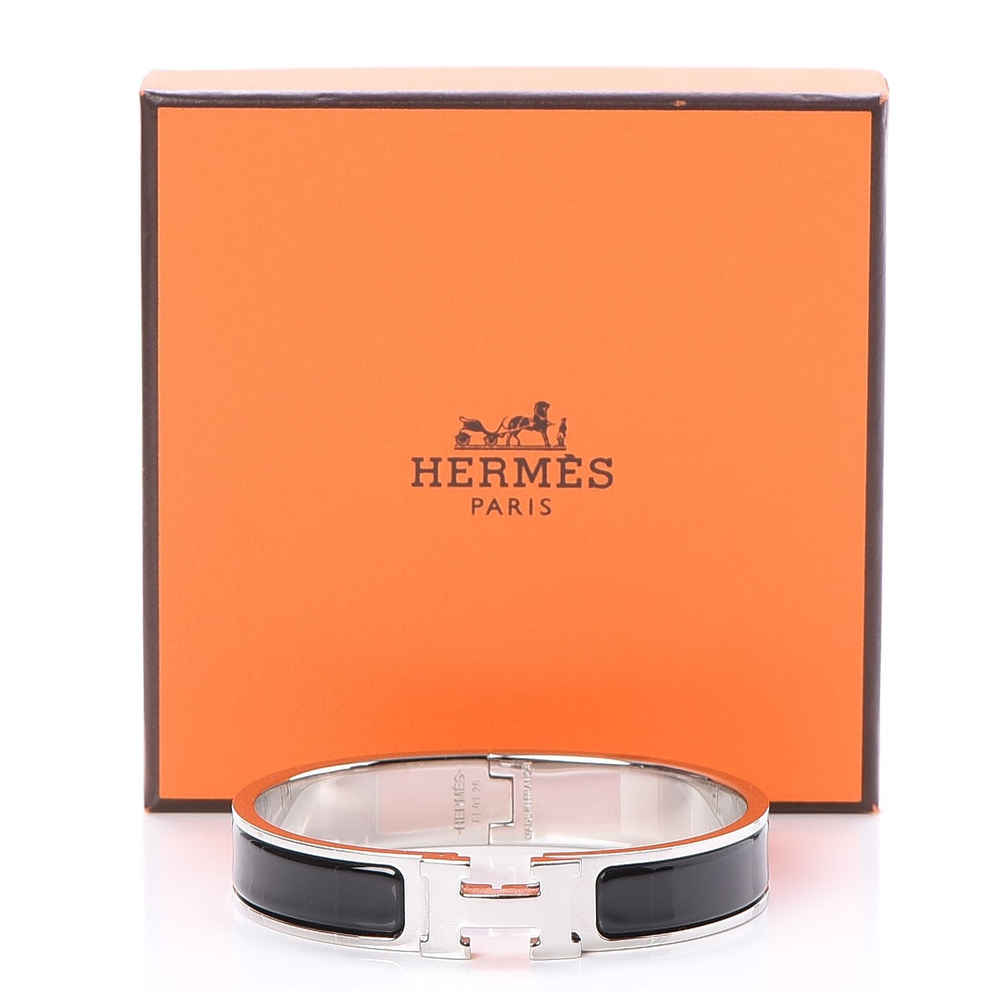 Enamel Narrow Clic Clac H Bracelet GM Black