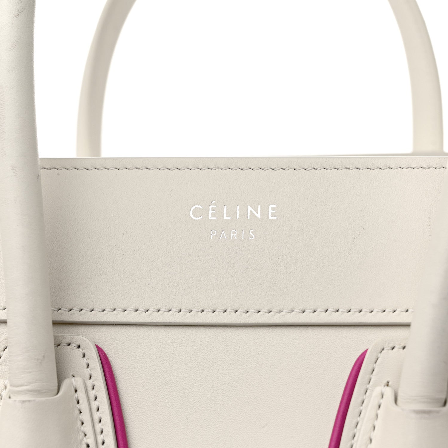 Celine Smooth Calfskin Micro Luggage White Magenta 11 of 16