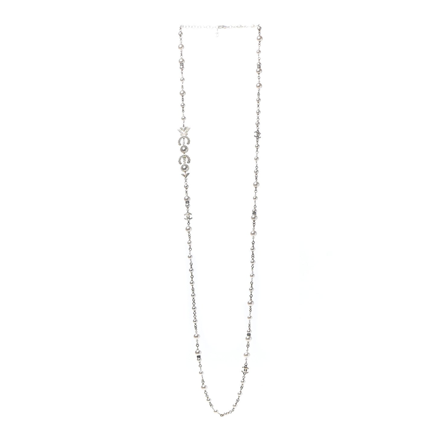 Pearl Crystal Queen of France Multi Strand Necklace Gold