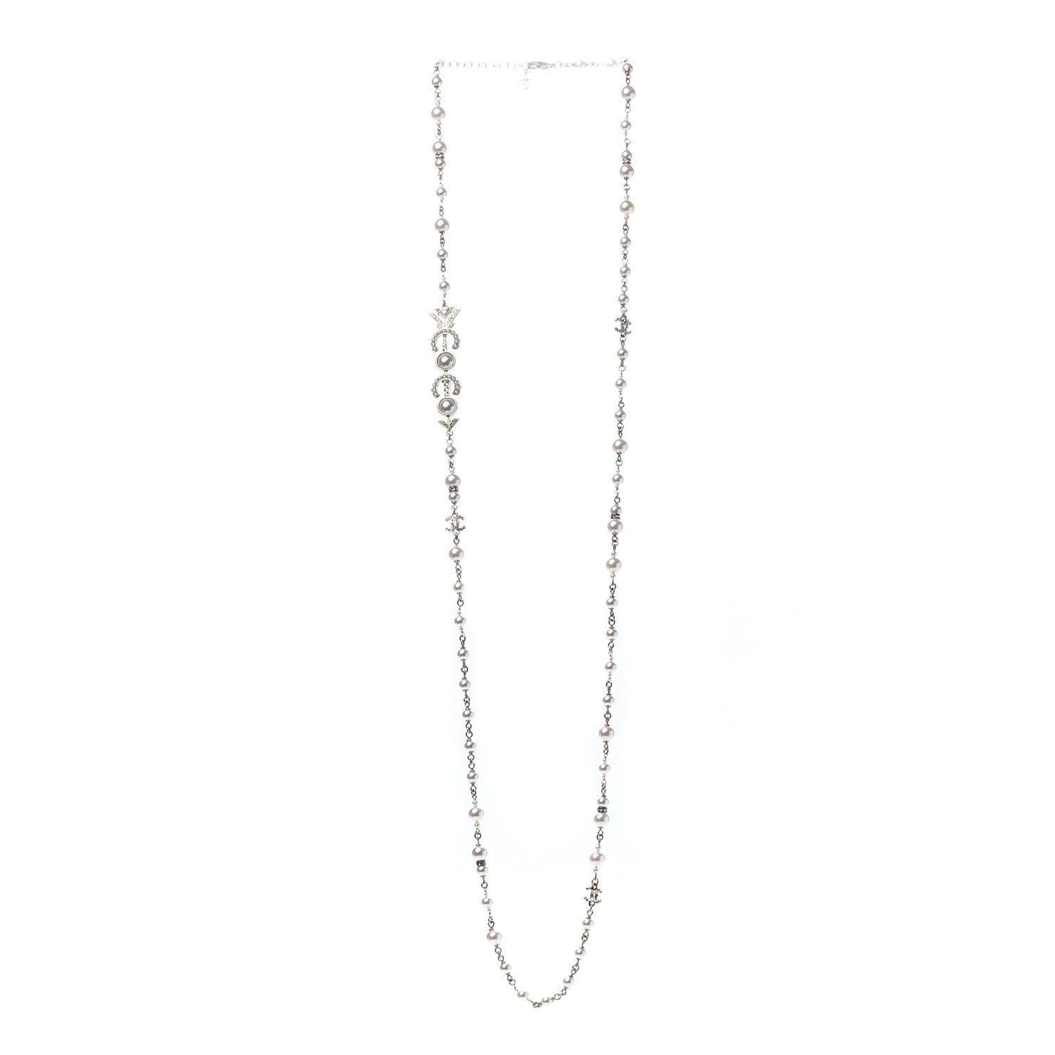 Chanel Pearl Crystal Queen of France Multi Strand Necklace Gold 3 of 8