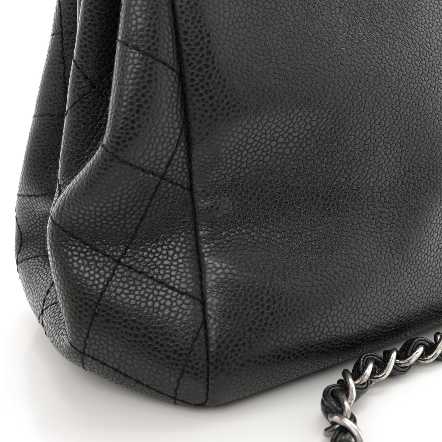 Caviar Quilted CC Accordion Shopping Bag Black