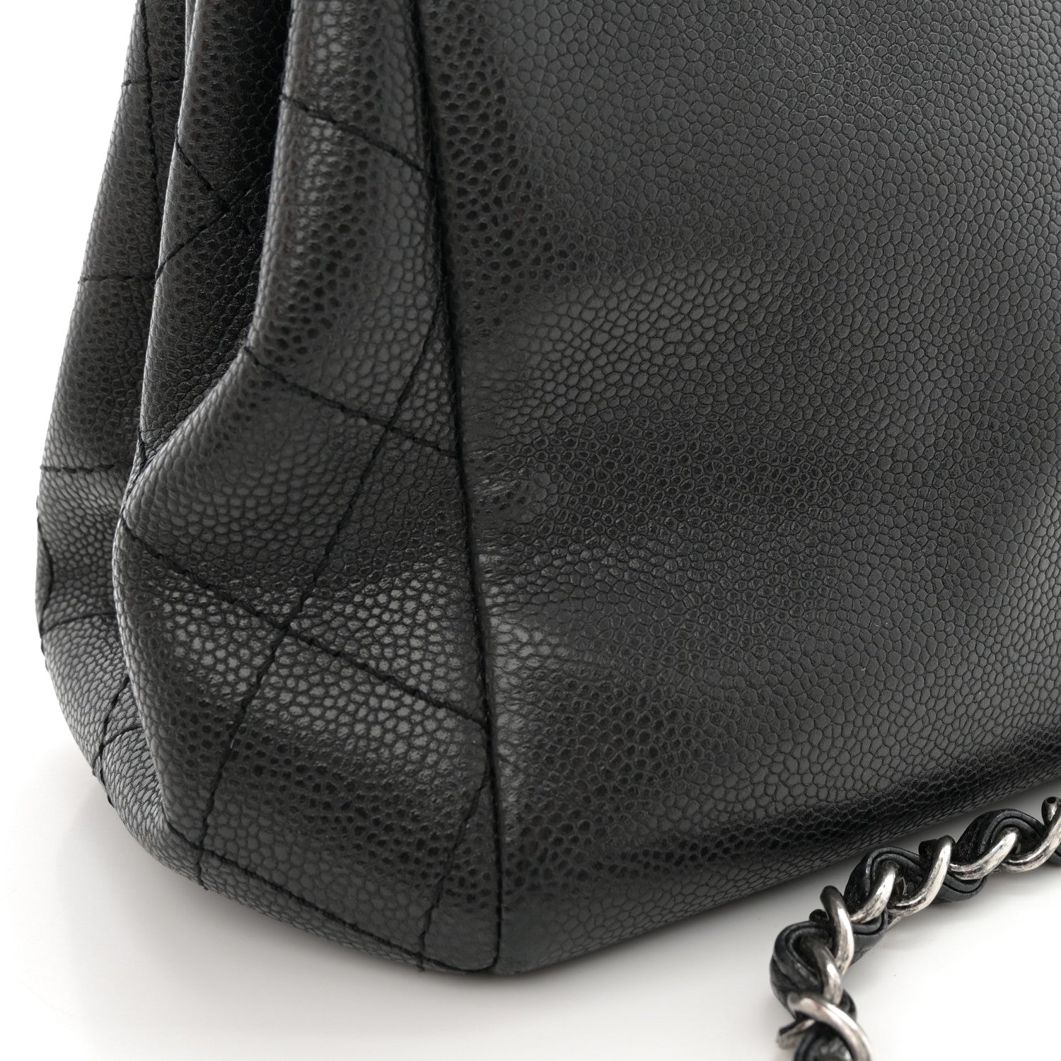 Chanel Caviar Quilted CC Accordion Shopping Bag Black 14 of 15