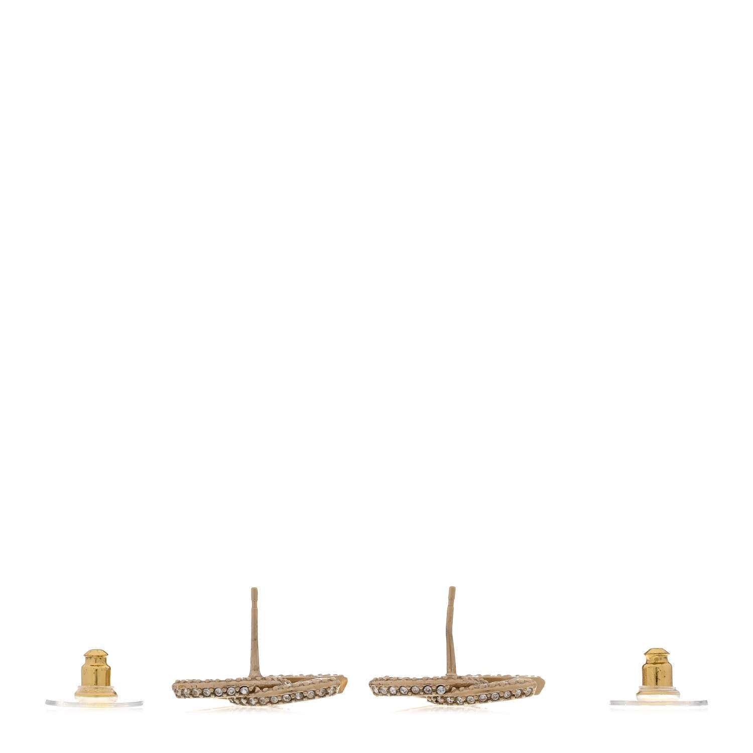 Chanel Crystal Timeless CC Earrings Light Gold 3 of 5