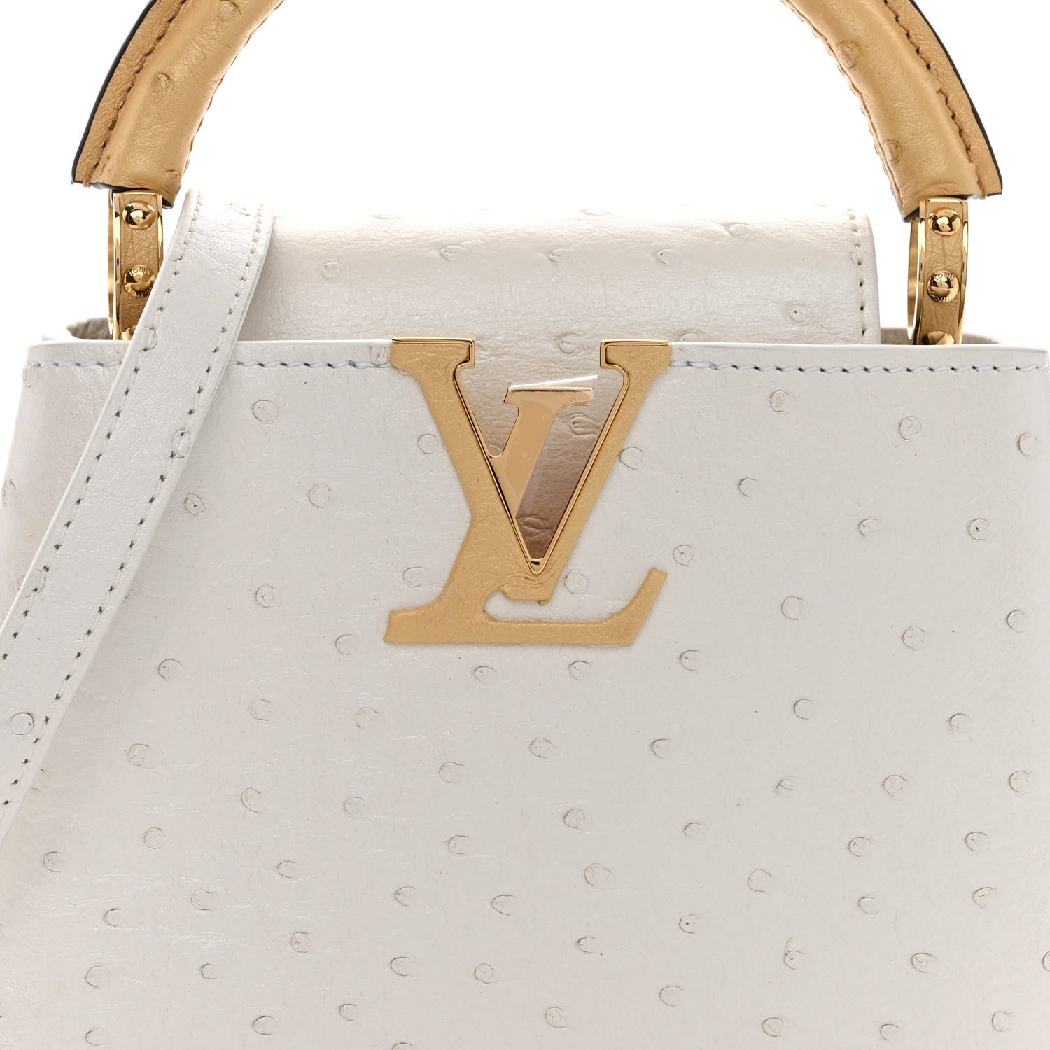LOUIS VUITTON ストラップ ホワイト ゴールド Louis Vuitton Quartz Epi Leather Monogram Flower Chain Twist MM