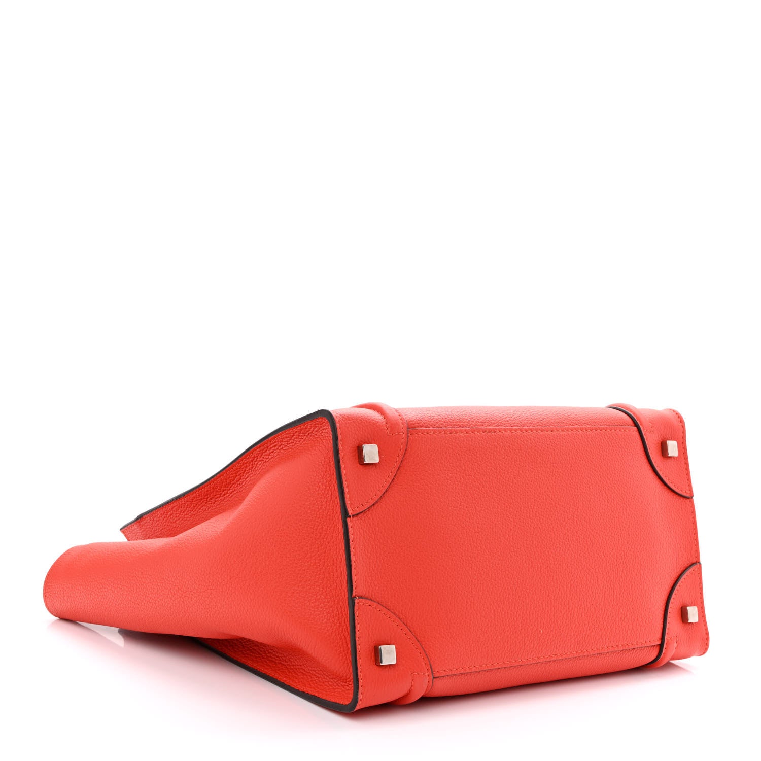 Celine Drummed Calfskin Mini Luggage Vermillion 4 of 10