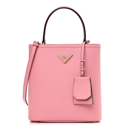 Prada Saffiano Cuir Medium Panier Bucket Bag Petalo Black 1 of 8