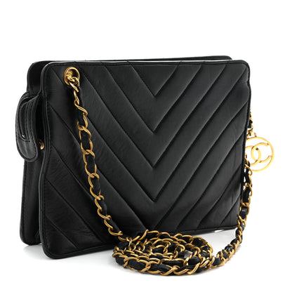 Chanel Lambskin Chevron Small Shoulder Bag Black 3 of 11