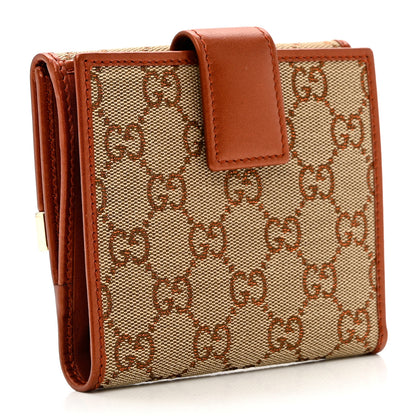 Gucci Monogram Metallic Calfskin Dice French Flap Wallet Bronze 3 of 6