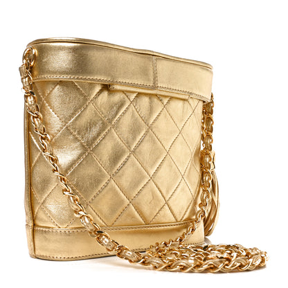 Chanel Metallic Lambskin Quilted Tassel Shoulder Bag Gold 2 of 9