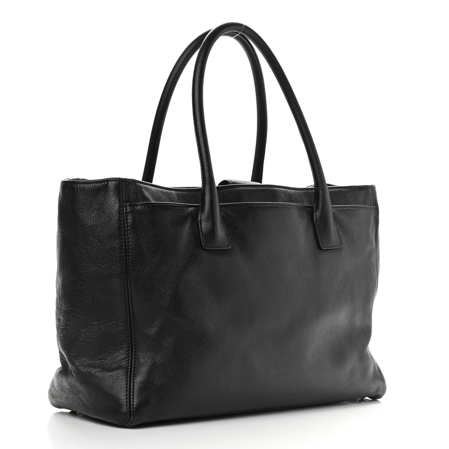 Calfskin Cerf Executive Shopper Tote Black