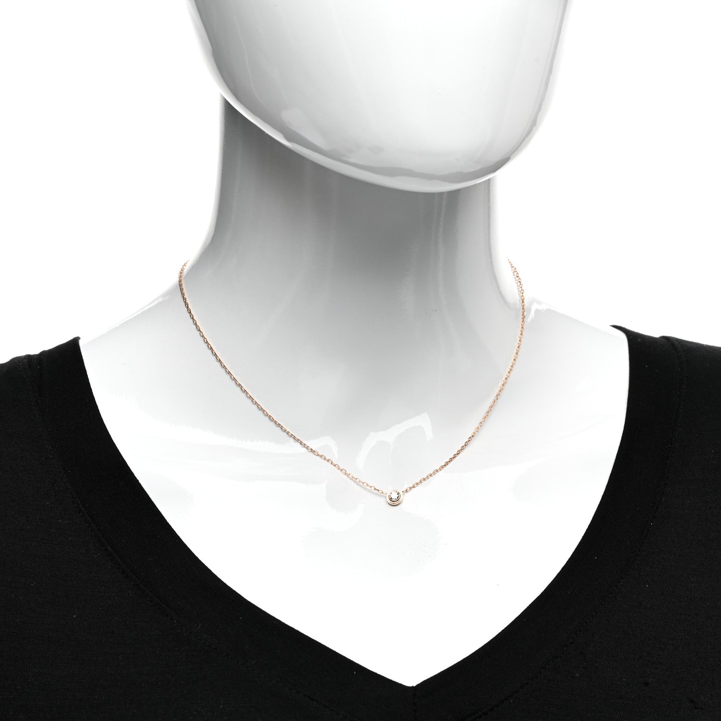 18K Pink Gold Diamond LM D'Amour Pendant Necklace