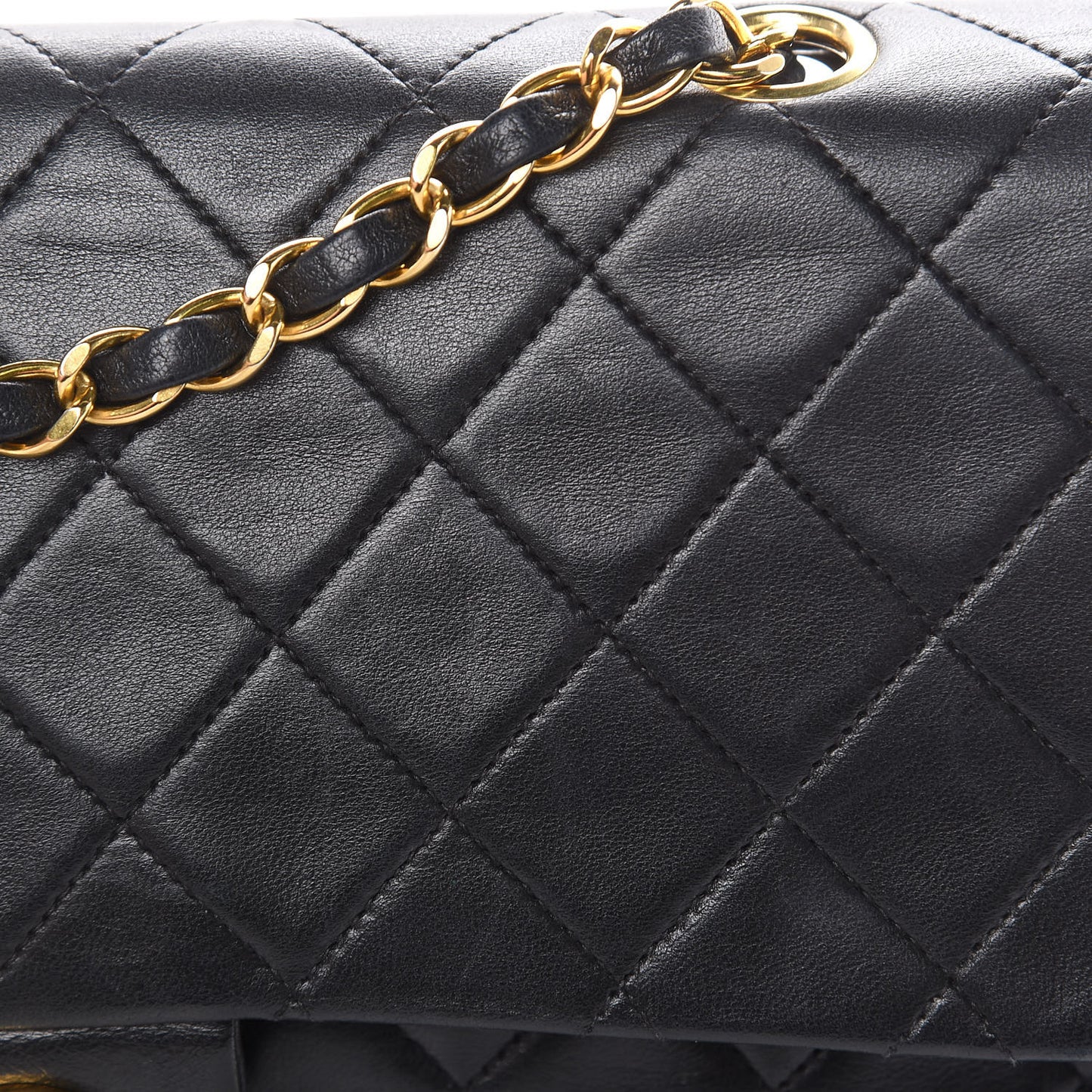 Lambskin Quilted Medium Double Flap Black