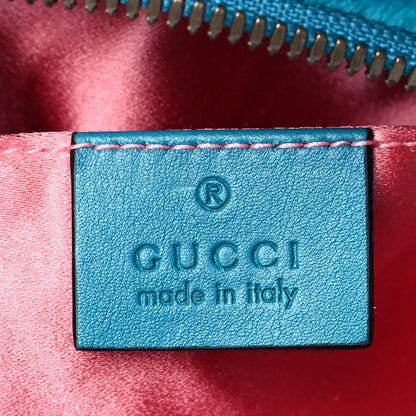 Gucci Velvet Matelasse Embroidered GG Marmont Belt Bag 85 34 Pavone Cyan 6 of 11
